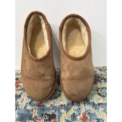 Australian Made Slippers Kids Size 4 Youth Brown Shearling Suede Cozy2