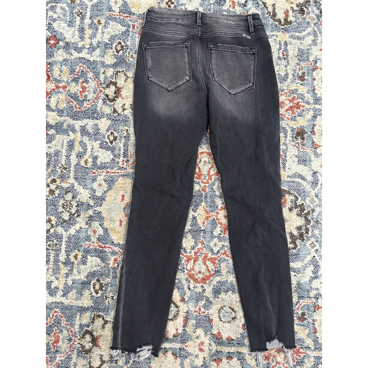 Kancan Skinny Jeans Women 3/25 Black Distressed Button Fly Raw Hem2