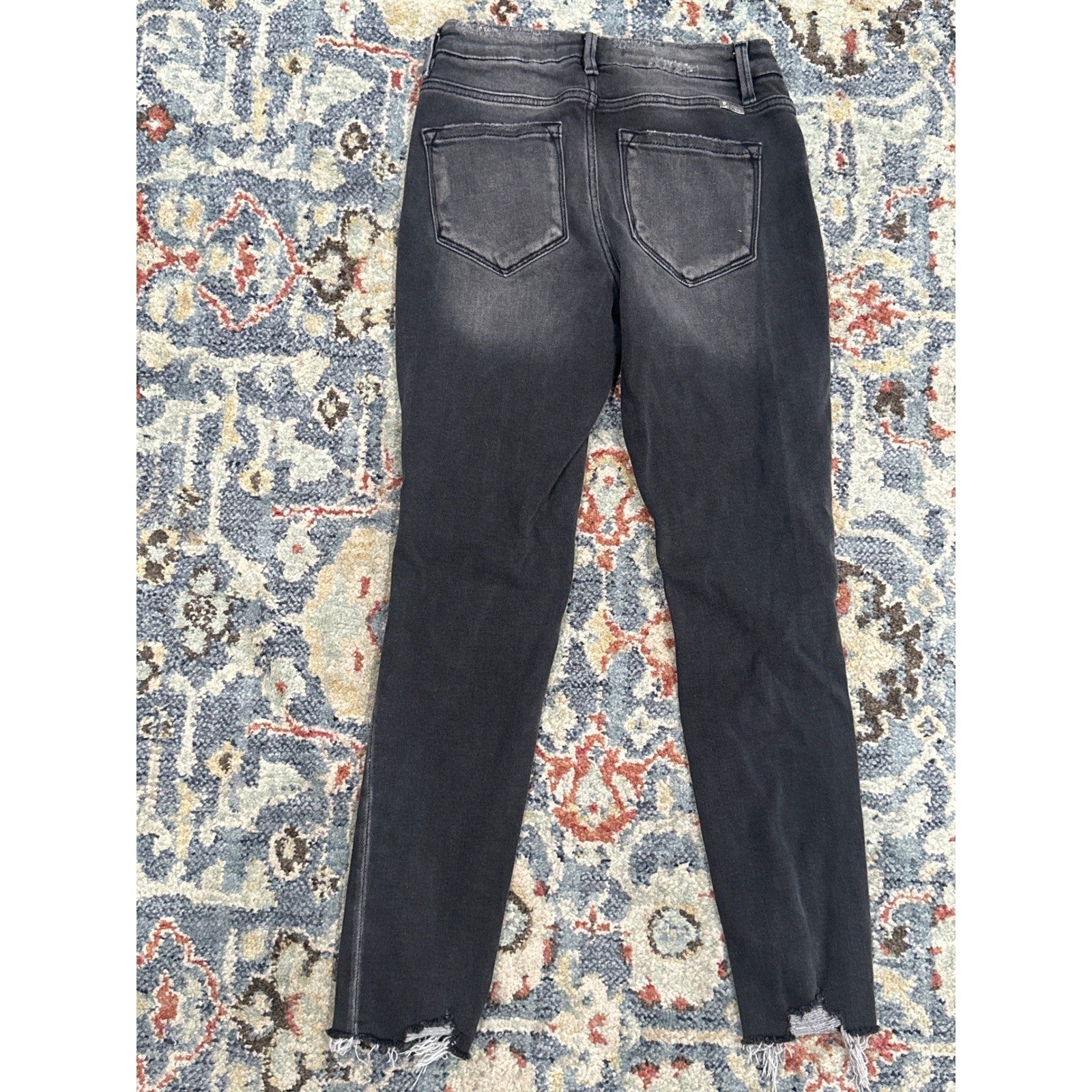 Kancan Skinny Jeans Women 3/25 Black Distressed Button Fly Raw Hem2