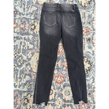 Kancan Skinny Jeans Women 3/25 Black Distressed Button Fly Raw Hem2