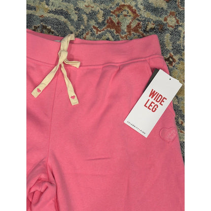 Celebrity Pink Wide Leg Pants Women XXL Pink Fleece Drawstring Barbiecore NWT1