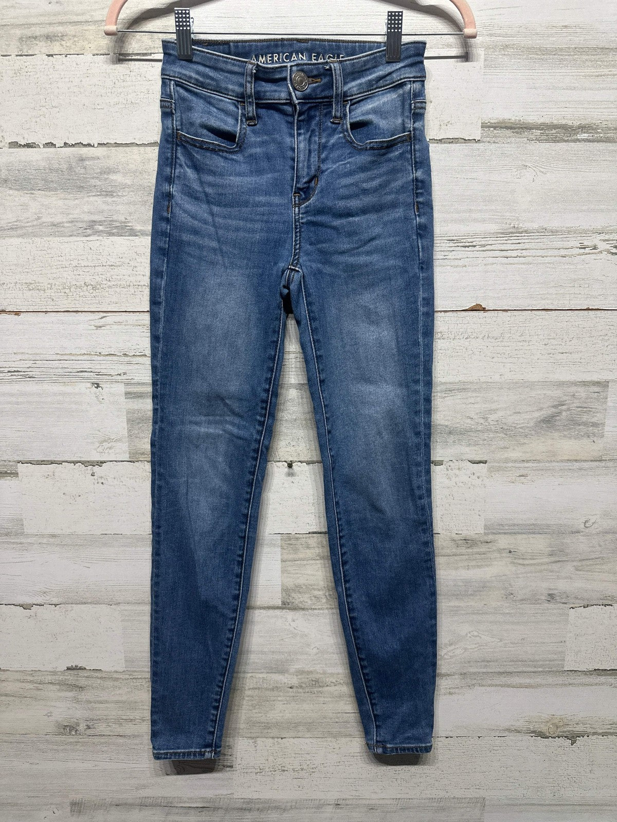 American Eagle Hi-Rise Jegging Women 00 Short Blue Next Level Stretch EUC0