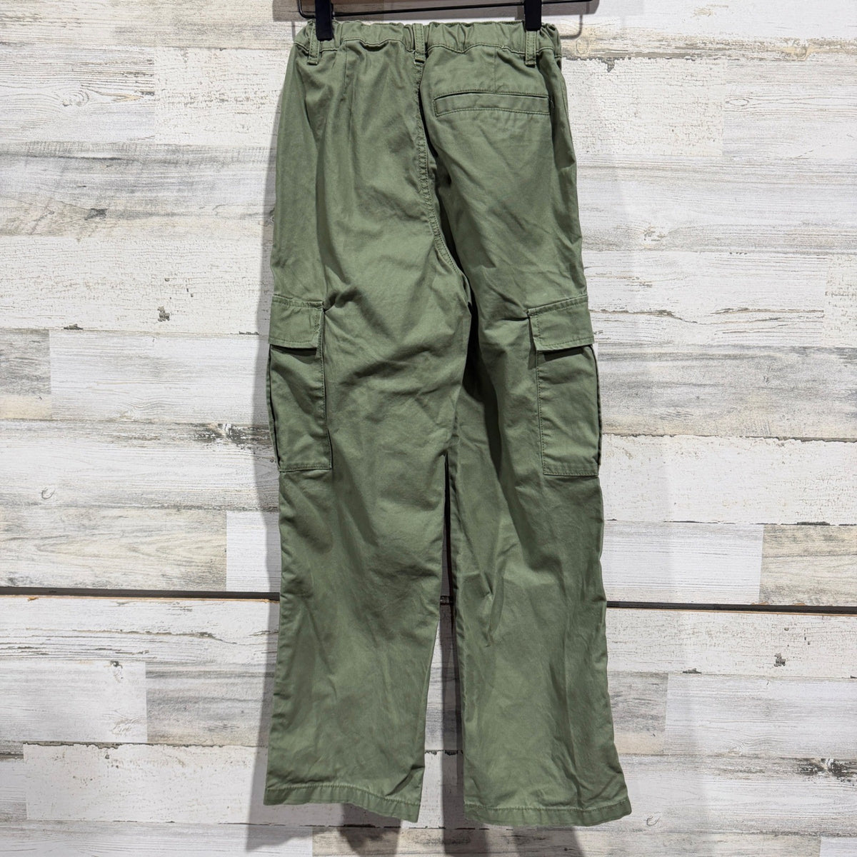 Old Navy Cargo Pants Boys 12 Slim Green Baggy Utility EUC2