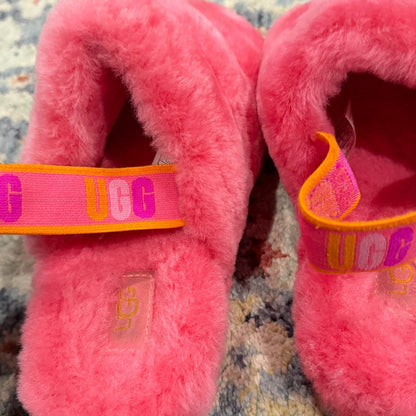 UGG Fluff Yeah Slide Girls Size 4 Pink Faux Fur Slingback Slipper5