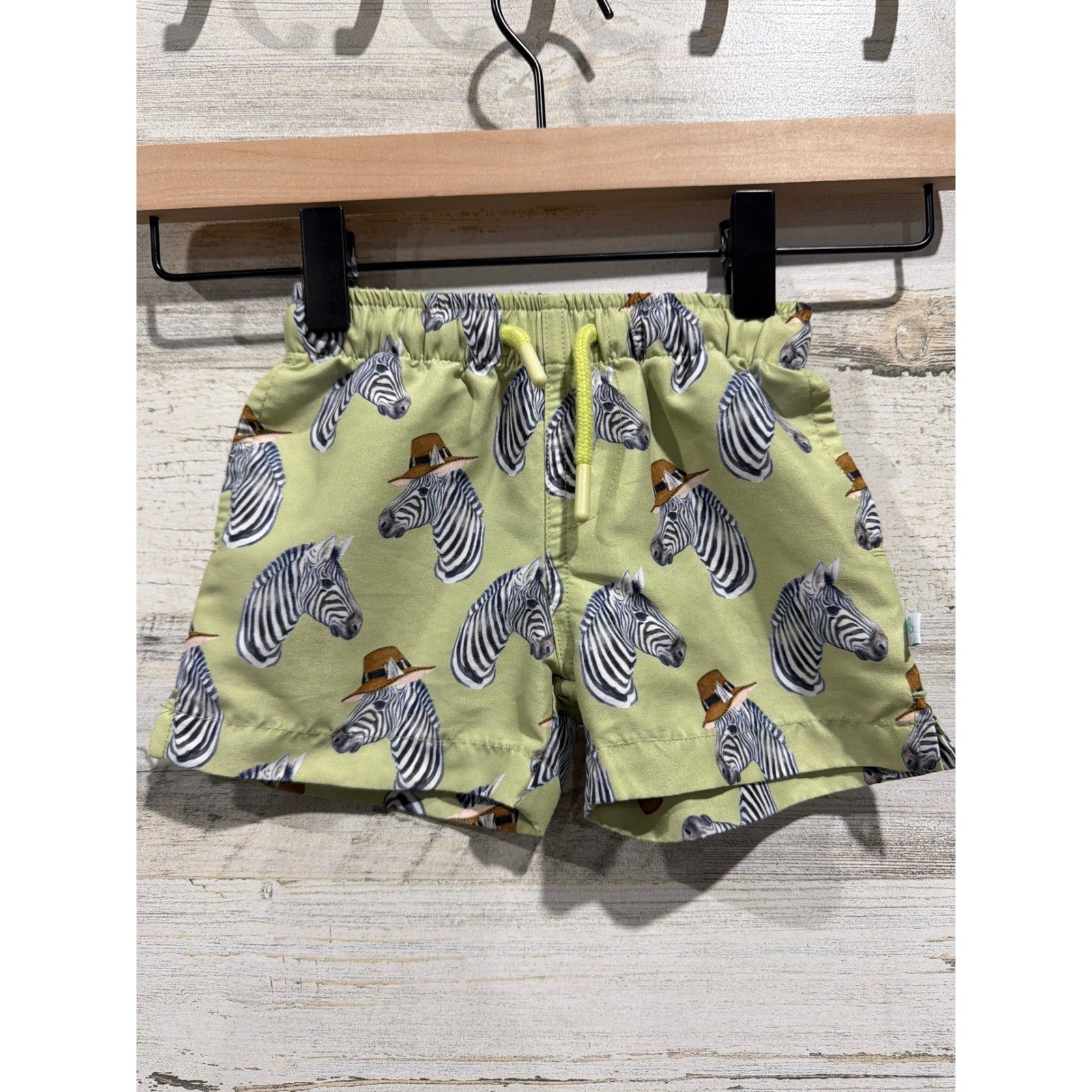 Posh Peanut Swim Trunks Boys 6-12 Months Green Zebra Safari Beachwear Resort0