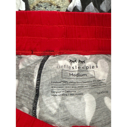 Little Sleepies Pajama Pants Women Medium Black Heart Print Jogger Bamboo2