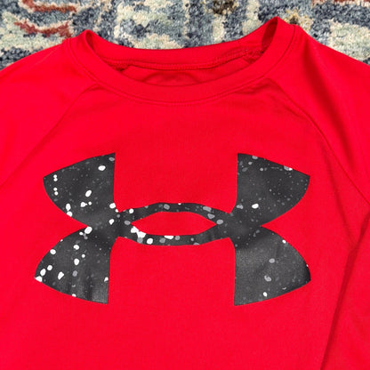 Under Armour Long Sleeve Shirt Boys YSM Red Graphic Tech Tee Sport EUC1