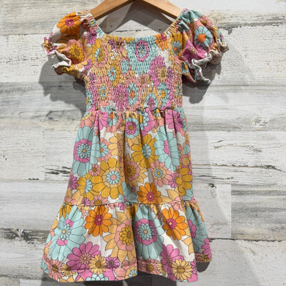 Cheeky Plum Floral Dress Girls 4T Colorful Cotton Spandex Retro Style EUC6