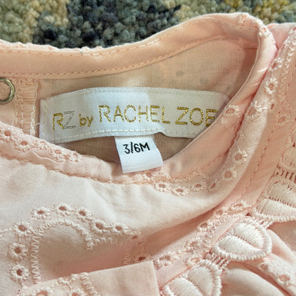 Rachel Zoe Romper Set Girls 3-6M Pink Heart Eyelet Bow Coquette NWT5