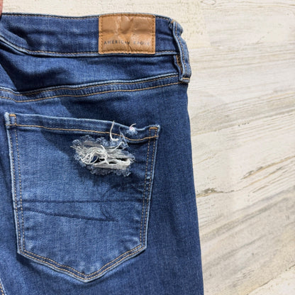 American Eagle Next Level Stretch Skinny Jeans Women 4 Distressed Denim EUC9