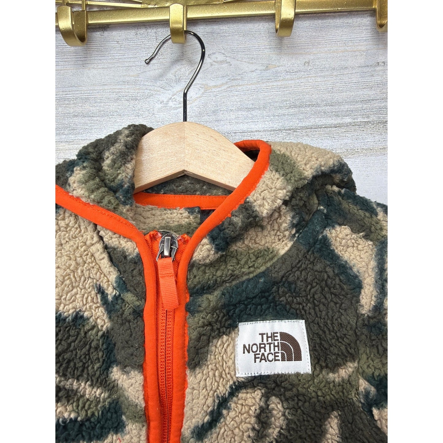 The North Face Fleece Jacket Baby Boy 12-18M Camo Sherpa Hooded Gorpcore GUC1