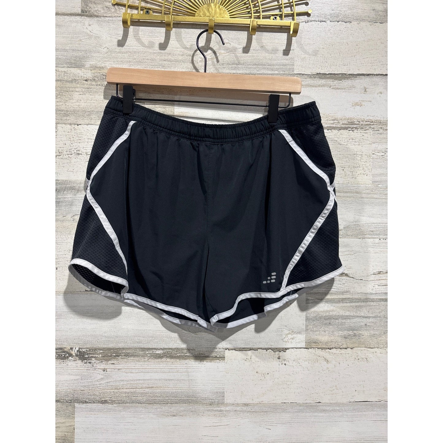 BCG Running Shorts Womens XL Black White Piping Mesh Athletic Gym0