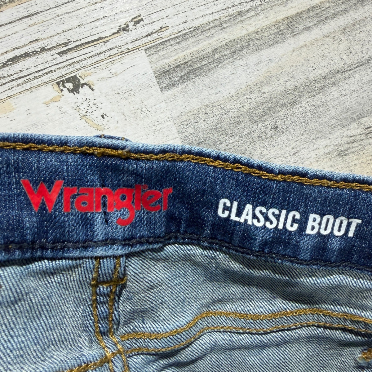 Wrangler Classic Boot Jeans Boys 6 Slim Blue Denim Cotton Stretch Modern EUC4