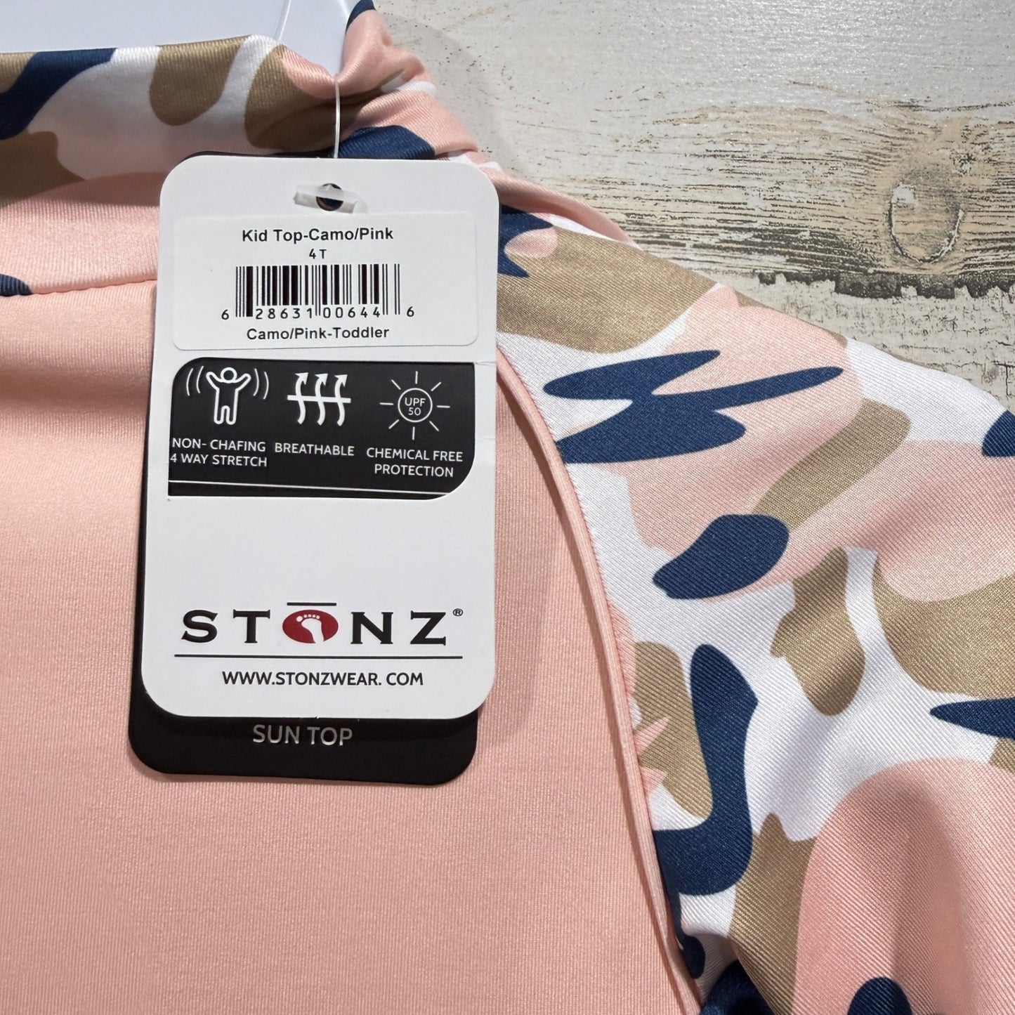 Stonz Sun Shirt Kids 4T Pink Camo UPF 50 Rash Guard Activewear NWT1