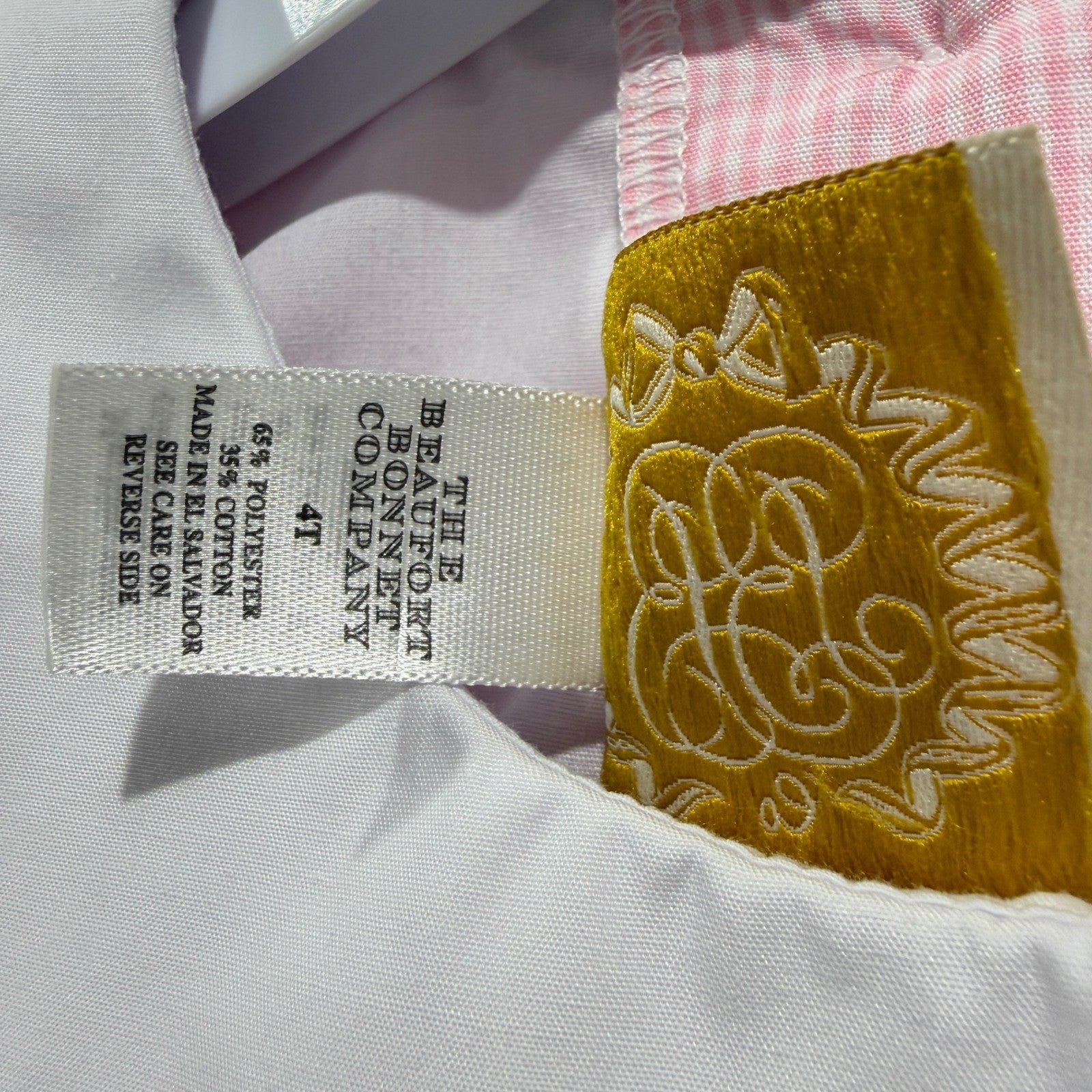 The Beaufort Bonnet Company Dress Girls 4T Pink Gingham Preppy *Flawed3