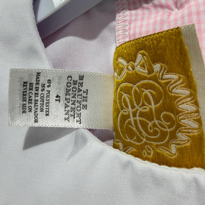 The Beaufort Bonnet Company Dress Girls 4T Pink Gingham Preppy *Flawed3