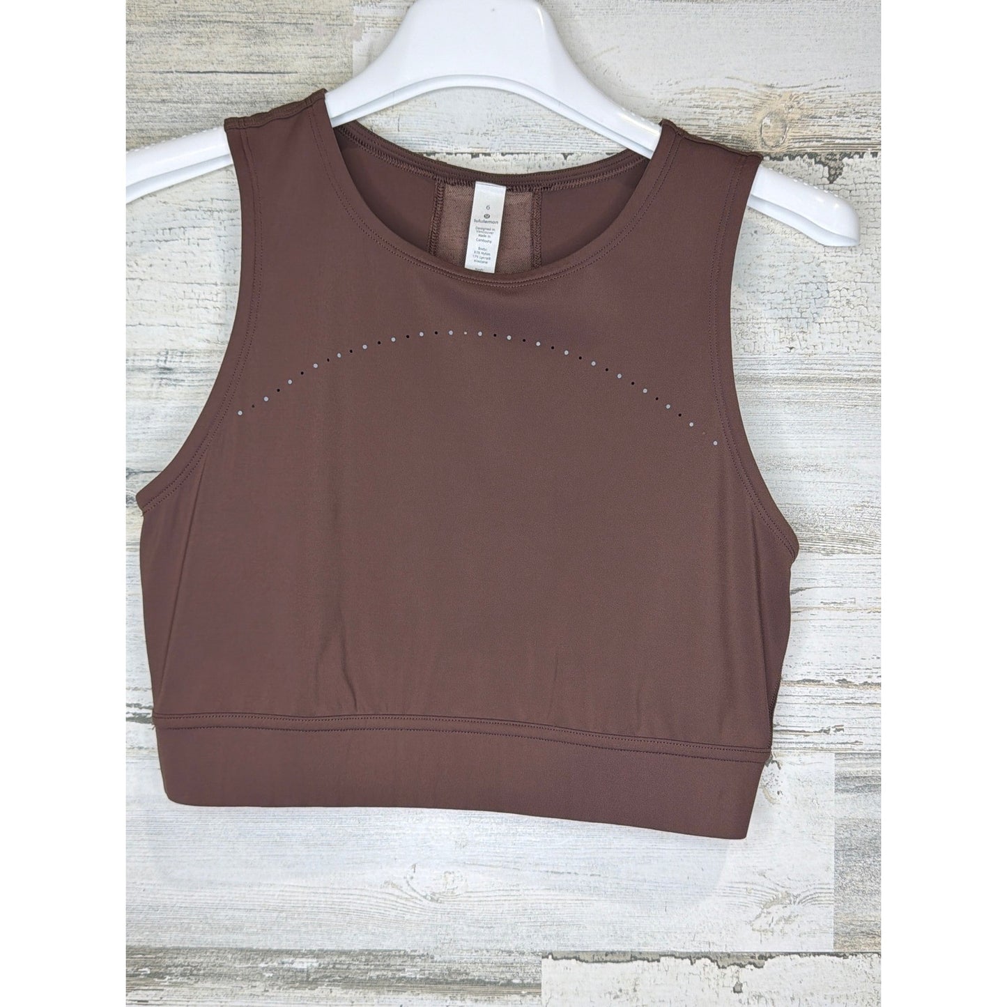 Lululemon Align High Neck Tank Top Women Size 6 Brown Laser Cut Yoga EUC0