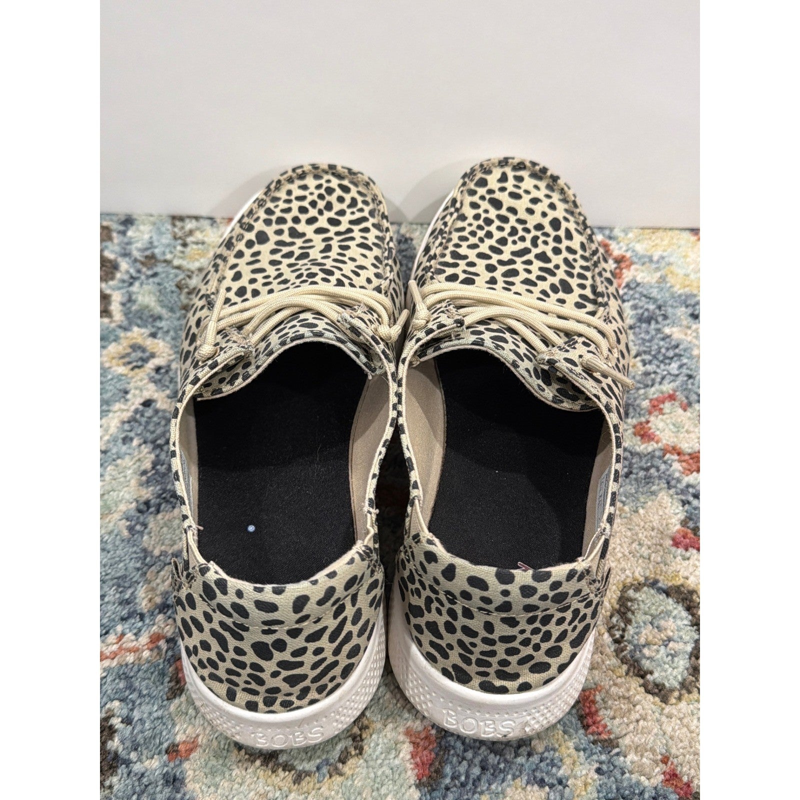 Skechers Bobs Skipper Shoes Women 7.5 Tan Leopard Print Canvas Slip On4