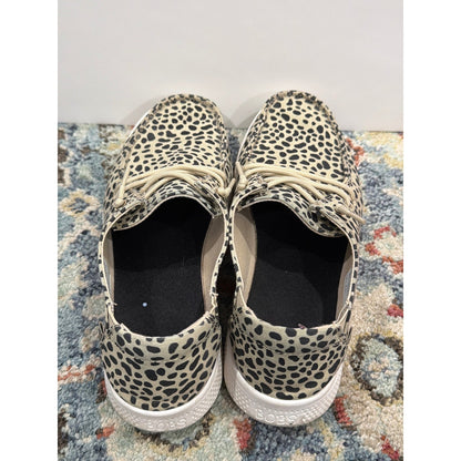 Skechers Bobs Skipper Shoes Women 7.5 Tan Leopard Print Canvas Slip On4