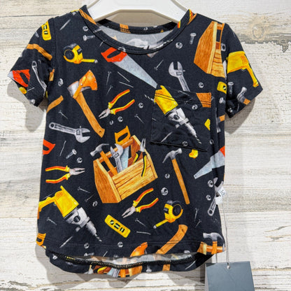 Hanlyn Collective Pocket Tee Boys 6-12M Black Tool Print Construction NWT0