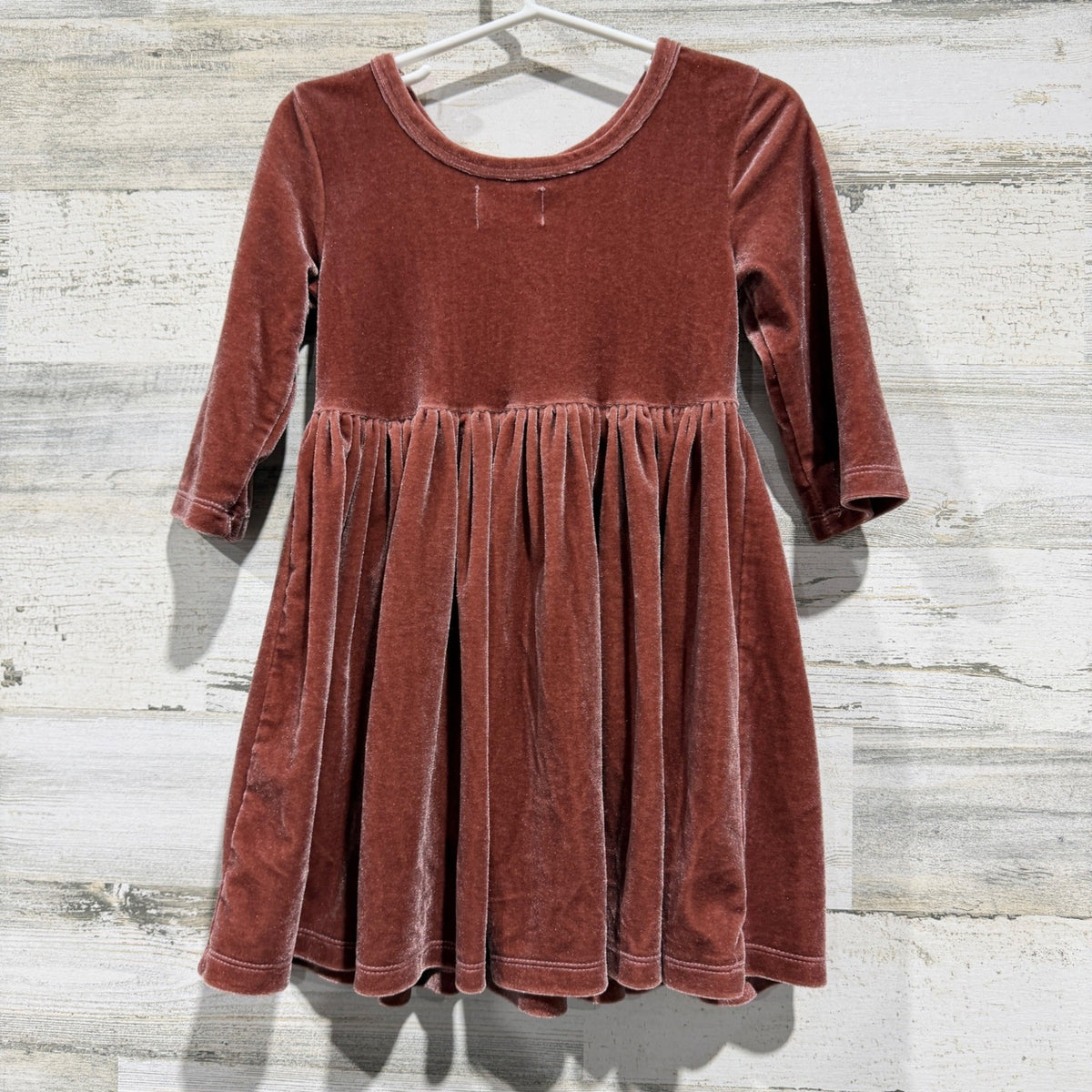 Mila & Rose Velvet Long Sleeve Dress Girls 4T Spice Stretch Fall Holiday EUC2