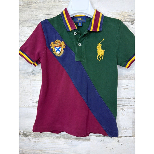 Polo Ralph Lauren Polo Shirt Boys 3T Pig Pony Rugby Crest Colorblock Preppy0