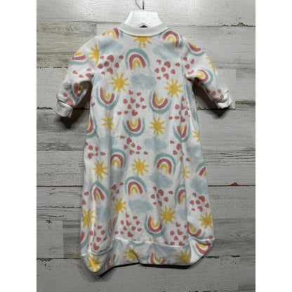 Carter's Sleep Sack Girls 0-3M White Rainbow Sun Fleece Wearable Blanket EUC2