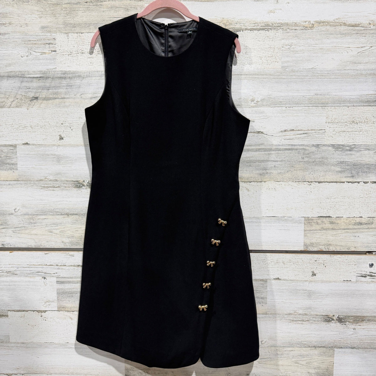 Alex Marie Bow Accent Sheath Dress Womens 12 Black Classic Preppy EUC0