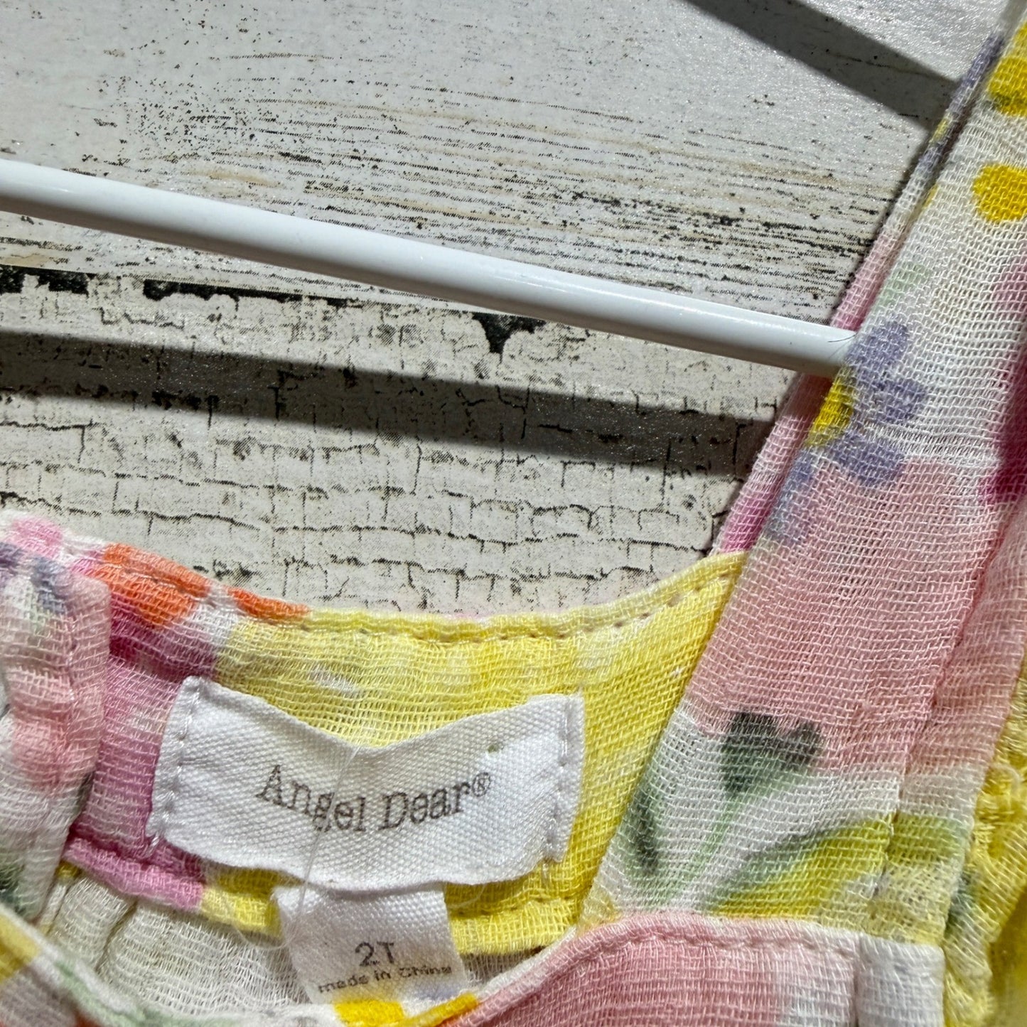 Angel Dear Muslin Dress Girls 2T Pink Yellow Floral Organic Cotton Boho EUC2