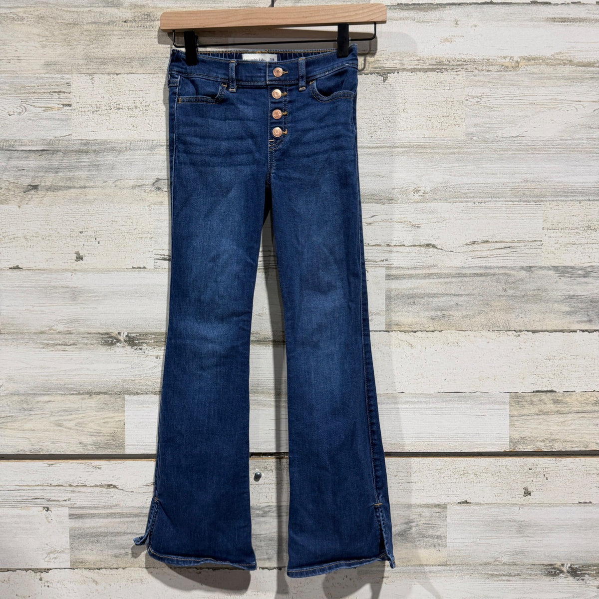 Abercrombie Kids High-Rise Flare Jeans Girls 7/8 Long Blue Denim Cotton EUC0