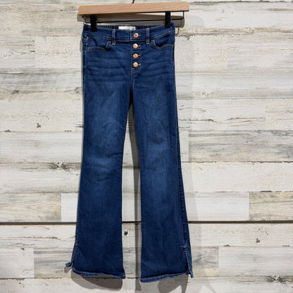 Abercrombie Kids High-Rise Flare Jeans Girls 7/8 Long Blue Denim Cotton EUC0