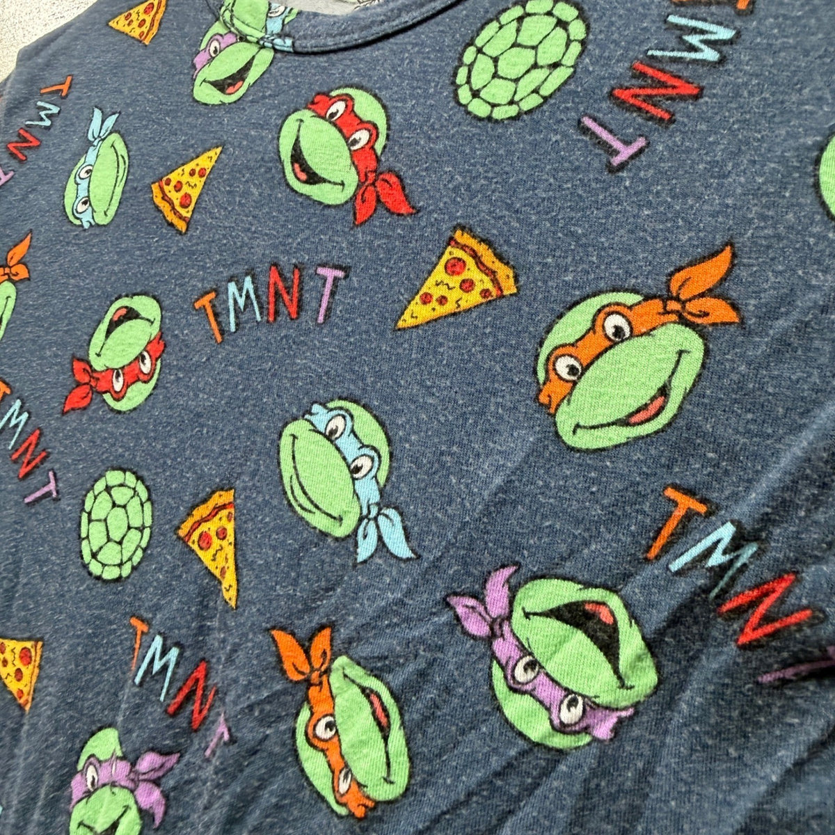 Nickelodeon TMNT Pajama Set Kids Size 10 Blue Pizza Print Short Sleeve Flawed*1