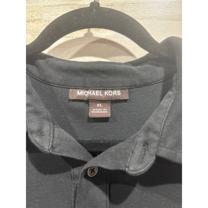 Michael Kors Polo Shirt Men XL Black Pocket Jersey Knit Classic Luxury EUC1