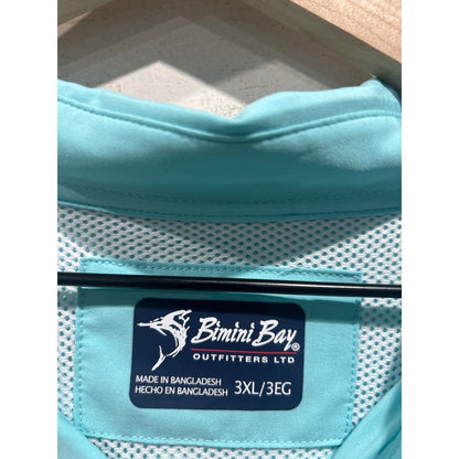 Bimini Bay Fishing Shirt Mens 3XL Aqua Blue Short Sleeve Ventilated PFG EUC1