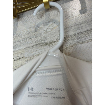 Under Armour ColdGear Shirt Boys Small White Mock Neck Fitted Athletic EUC2