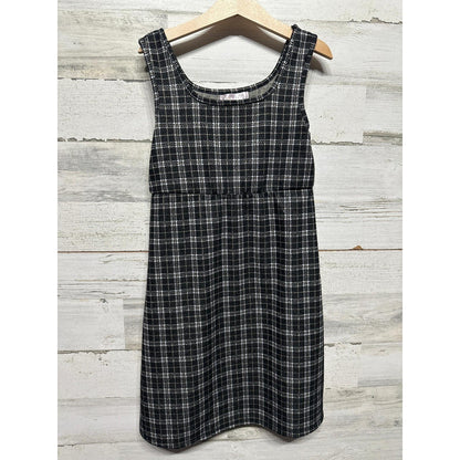 Emma and Elsa Dress Girls 10 Black Plaid Sleeveless Preppy Dark Academia EUC0