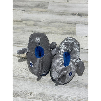 Build A Bear Shark Slippers Boys 11-12 Grey Metallic Plush Animal EUC2