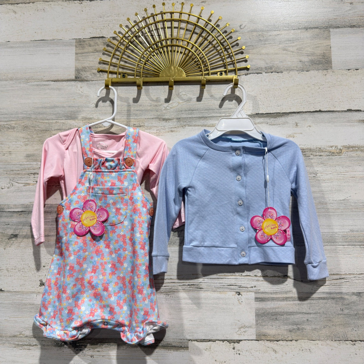 Mon Sucre Baby Floral Overalls Cardigan Bundle Girls 6-9 Months Pink Blue NWT0