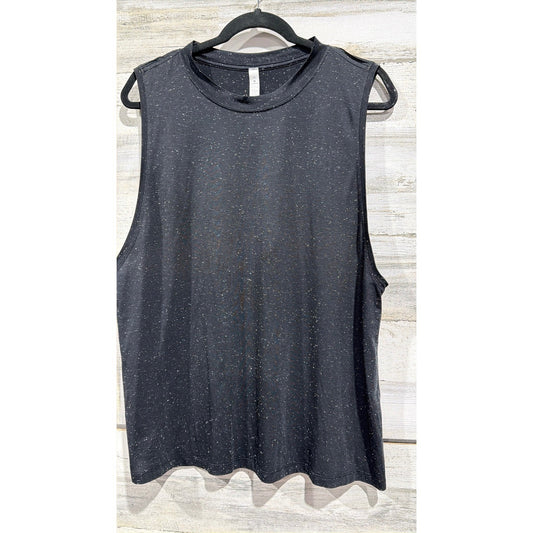 Lululemon All Yours Tank Top Women 10 Black Speckled Relaxed Athleisure EUC0