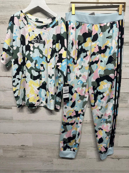 Adidas 3-Piece Set Girls 14 Multicolor Camo Tee Tank Joggers NWT1