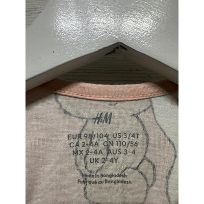 H&M Sleeveless Dress Girls 3/4T Pink Bear Bunny Graphic Kawaii EUC1