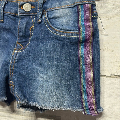 Vigoss Denim Shorts Girls Size 5 Blue Side Sparkle Stripe Adjustable Waist EUC1