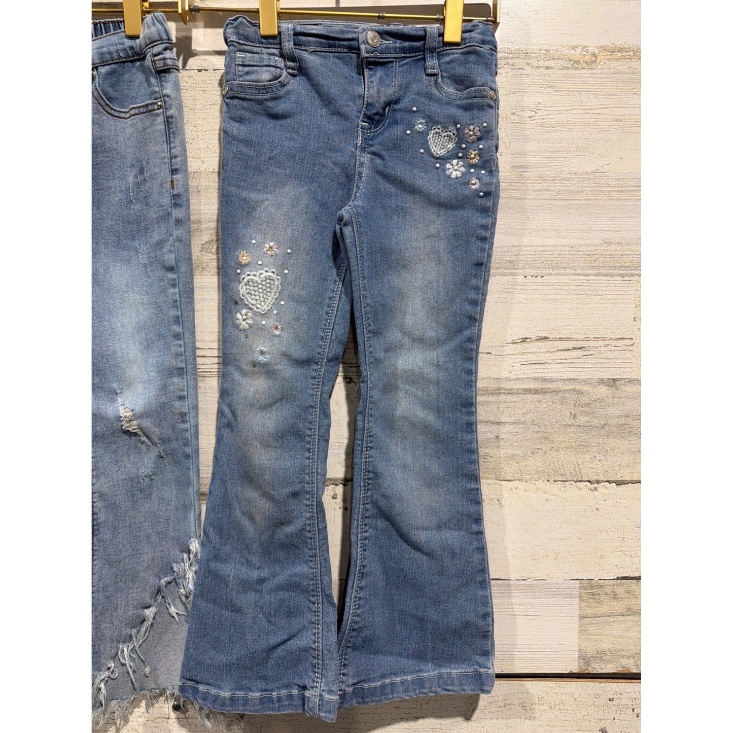 Hayden Wallflower Jeans Girls 6 Blue Distressed Embroidered Flare Bundle2