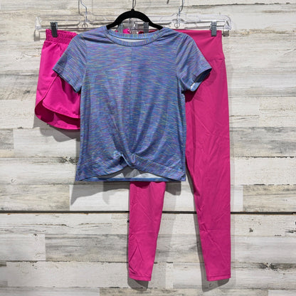 Activewear Bundle Girls Large 10/12 Pink Blue Spandex Sporty EUC0