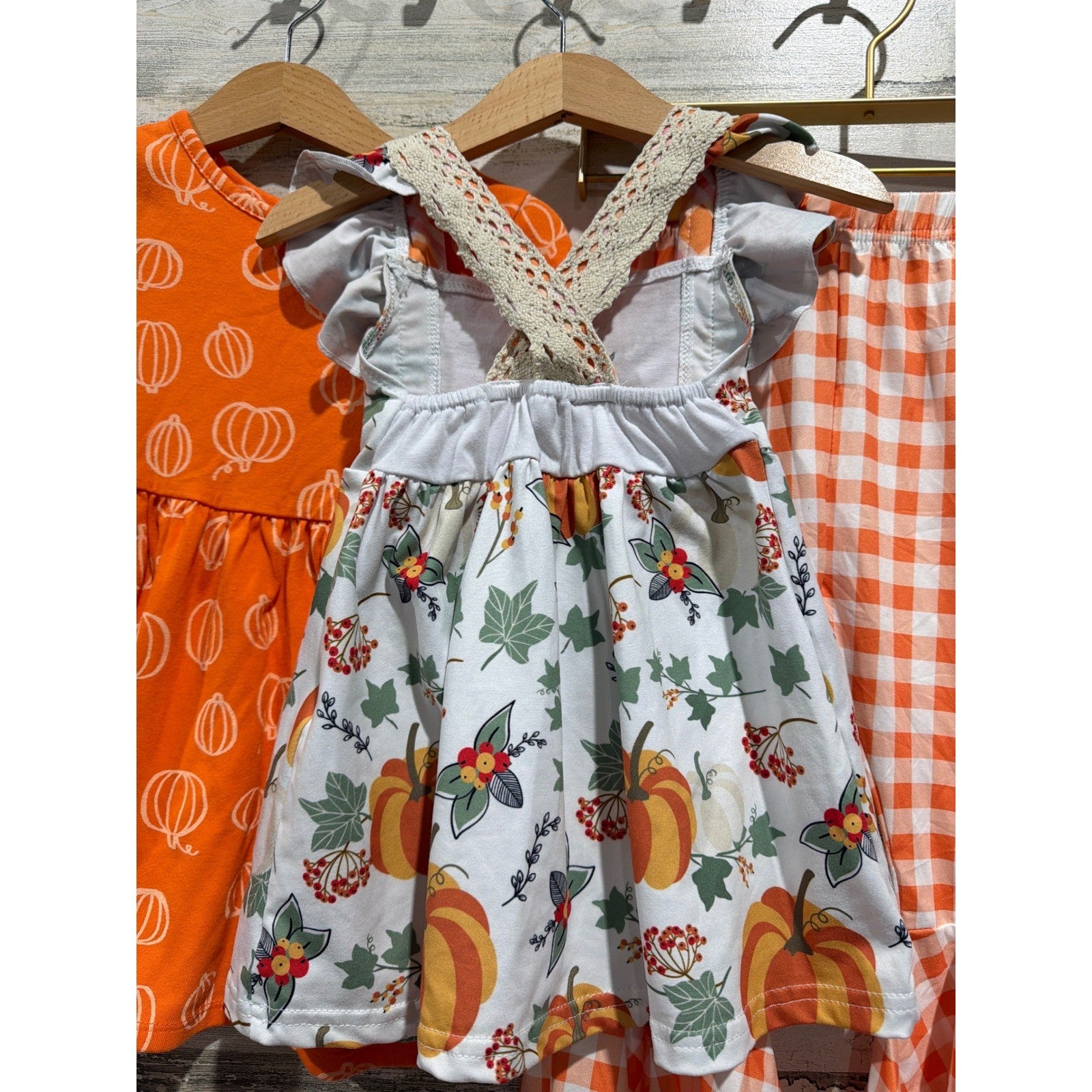 Cat & Jack Pumpkin Dress Boutique Tunic Pants Girls 2T Orange Fall Bundle EUC2
