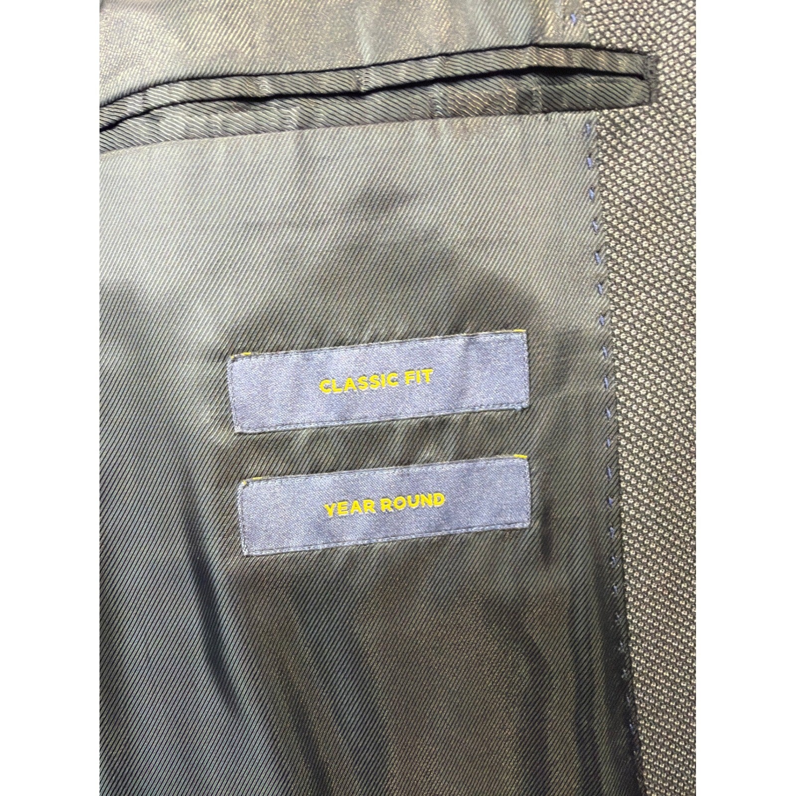 Stafford Suit Jacket Mens 46R Gray Classic Fit Travel Performance Blazer EUC1