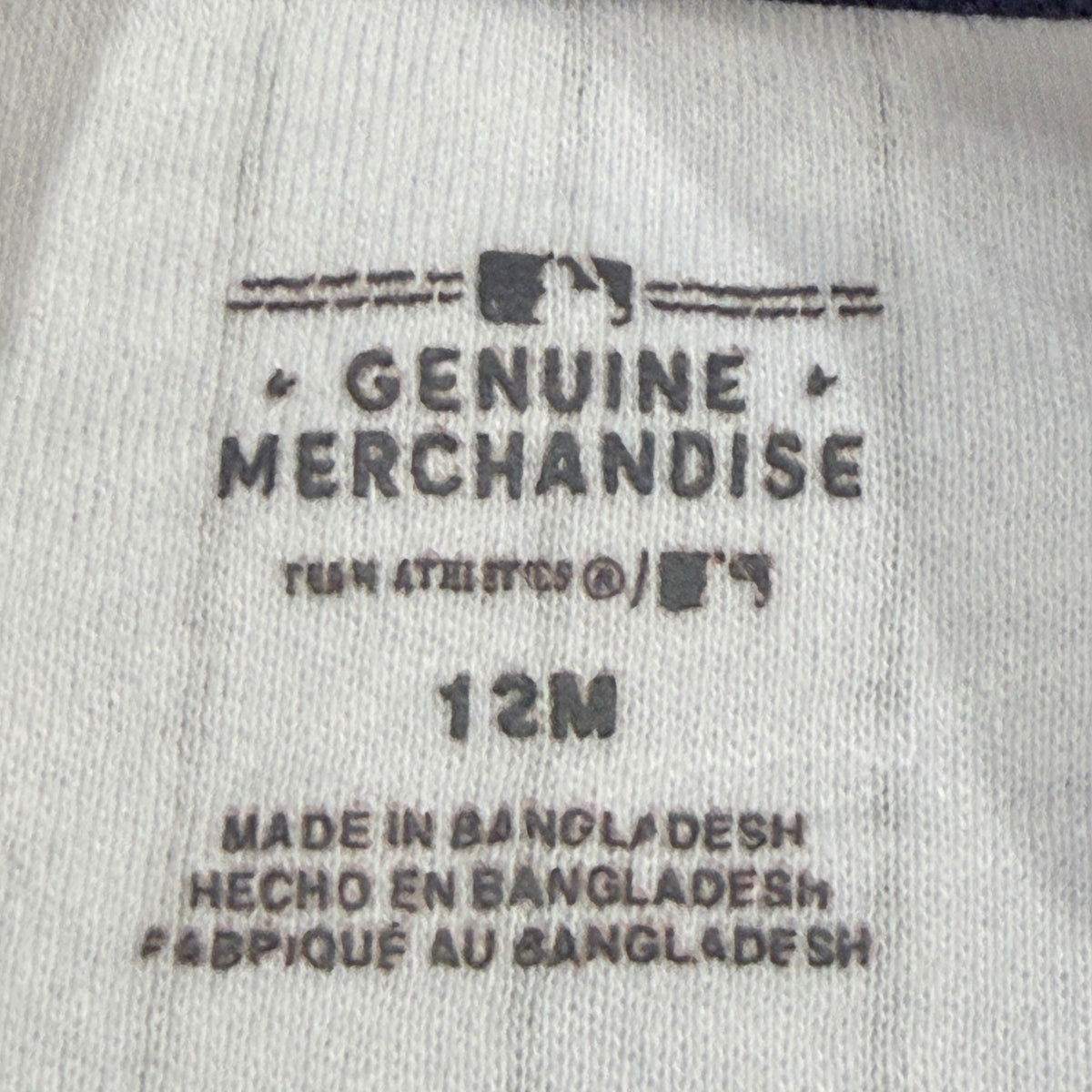 MLB Houston Astros Bodysuit Girls 12M White Pinstripe Baseball Sporty EUC2
