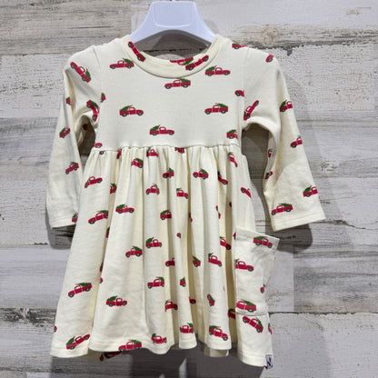SweetHoney Christmas Truck Dress Girls 2T Cream Ribbed Cotton Holiday EUC0