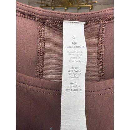 Lululemon Align High Neck Tank Top Women Size 6 Brown Laser Cut Yoga EUC3
