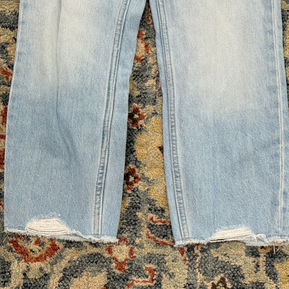Old Navy Slouchy Straight Jeans Girls 8 Light Wash Distressed 90s EUC1